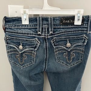 Rock Revival Debbie Boot Denim Embroidered Women Jeans Size 28 x  28